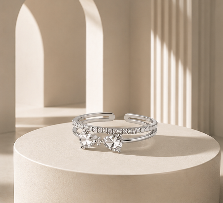Romantic silver anello