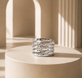 Bamboo silver anello